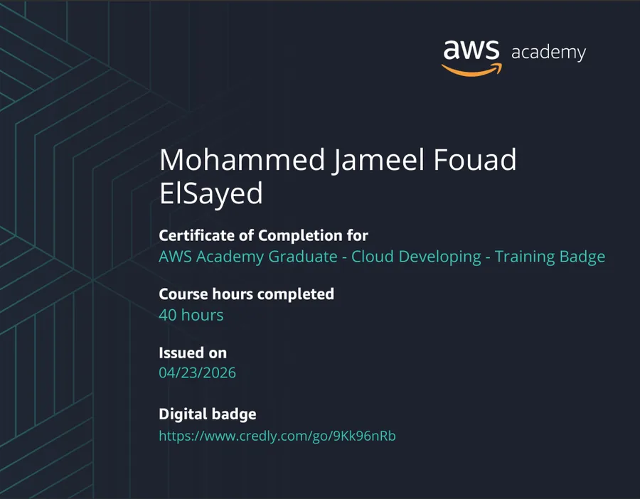 AWS Academy Graduate Cloud Developing certificate